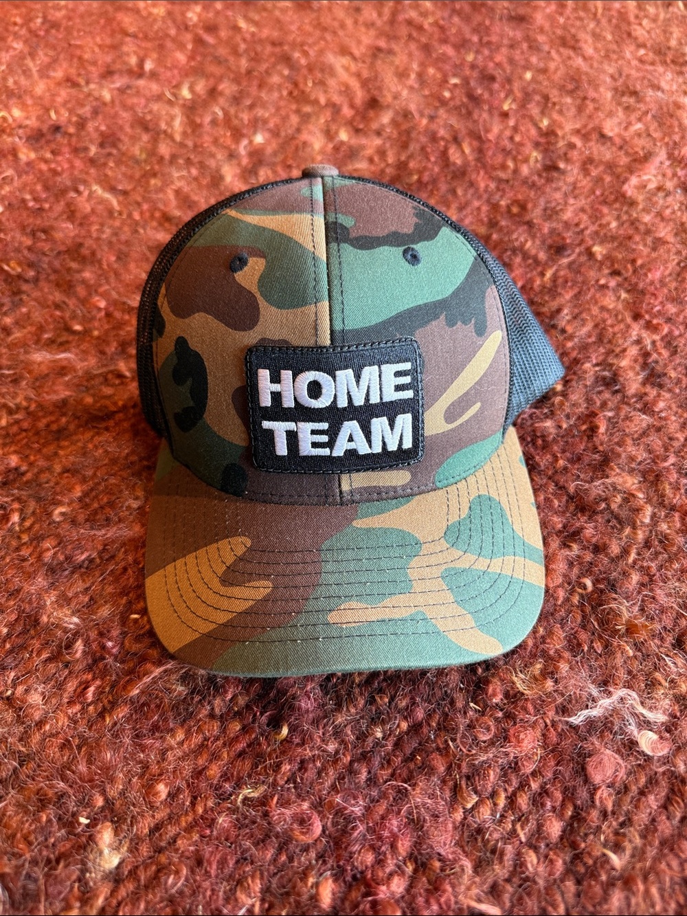 The Classic Camo Trucker Hat in Green and Brown - HOME TEAM Patch